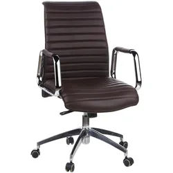 Mid.you Chefsessel , Silberfarben, Dunkelbraun , Textil, Leder , Kombination Echtleder/Lederlook,Echtleder , Nappaleder , Drehkreuz , 59x114x50 cm , Wippfunktion, Sitzfläche 360° drehbar, ergonomische Rückenlehne , Büromöbel, Bürostühle, Chefsessel