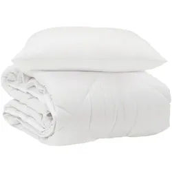 vidaXL Bett Ganzjahresbettdecke mit Kissen 2 pcs Weiß Mikrofaser (2-tlg) weiß