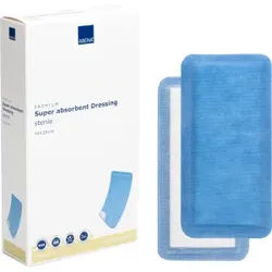 ABENA® Wundauflage, steril, weiß/blau, Superabsorbierendes Wundpflaster mit blauer Rückseite, 1 Packung = 10 Stück, Maße: 10 x 20 cm