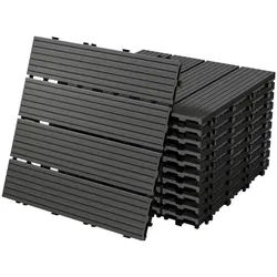 ECD Germany Terrassendielen WPC Bodenplatte Terrassenfliesen Fliesen mit Drainage und Klicksystem, BxL: je 30x30 cm, 22 mm Stärke, Bodenbelag 2m2/22 Stück Anthrazit rutschfest Balkonfliesen weiß
