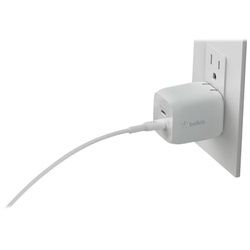 Belkin 65W Dual USB-C Ladegerät, Power Deliver, PPS, weiß + 2m USB-C/USB-C Kabel