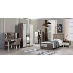 JVmoebel Jugendzimmer-Set Elegantes Möbel Set aus Holz in warmem Braun für Kinderzimmer, (3-tlg), Made in Europa braun
