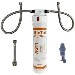 BieTal Wasserfilter BieTal® Untertisch Trinkwasser Filtersystem Aktivkohle Komplettset, Liefert gefiltertes Wasser über den normalen Wasserhahn.