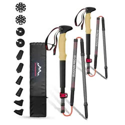 Alpenwert Wanderstöcke faltbar Nordic Walking Stöcke Damen Herren Trekkingstöcke Trekking (NEUHEIT, 12 Teiliges Set), Wanderstöcke Faltbar