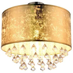 GLOBO LIGHTING Deckenleuchte, Leuchtmittel nicht inklusive, Deckenlampe Deckenleuchte Kronleuchter Kristalllampe Blattgold Textil