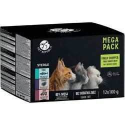 PetRepublic Nassfutter für Katzen nach der Sterilisation Stücke in delikater Sauce MIX 3 Geschmacksrichtungen 12x100g