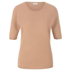 Pull col rond en laine vierge et cachemire include marron