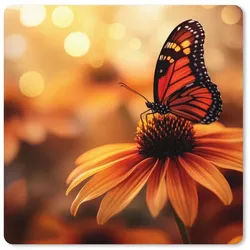 MuchoWow Mauspad Schmetterling - Blumen - Orange (1-St), Mauspad groß, Zubehör für Gaming Zimmer, Desk Mat, 80x80 cm 80 cm x 80 cm