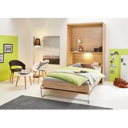 priess Schrankbett Ancona mit Regal und LED-Beleuchtung beige