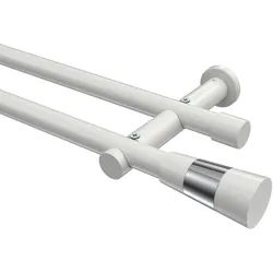 GARDINENSTANGE Platon Tanara 280 cm (geteilt in 2 x 140 cm), 2-läufig (ohne Ringe), 20 mm Ø Weiß