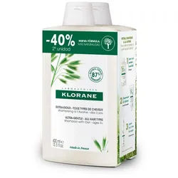 KLORANE Haarshampoo A LA LECHE DE AVENA champú extrasuave duo 2 x 400 ml