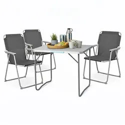 Mojawo Essgruppe 4-teiliges Campingmöbel Outdoormöbel Set Alu L80xB60xH68cm Anthrazit weiß