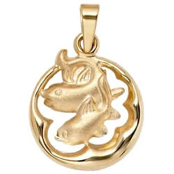 JOBO Sternzeichenanhänger Anhänger Sternzeichen, 375 Gold rund 14 mm gelb|goldfarben