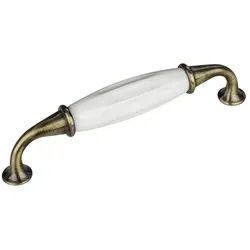 SO-TECH® Möbelgriff Porzellangriff JOHANNA BA 96 - 160 mm - incl. Schrauben, Vintage Landhaus Griff Schrankgriff Schubladengriff - incl. silberfarben Bohrlochabstand: 128 mm