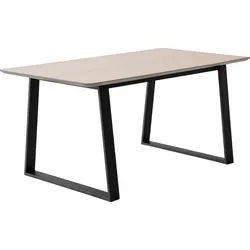 Hammel Furniture Esstisch Meza Designtisch mit Auszugsfunktion und 2 Einlegeplatten, abgerundete Tischplatte MDF, Trapez Metallgestell beige 165 cm x 73,5 cm x 90 cm