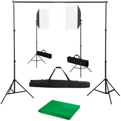 vidaXL Fotostudio-Box 300 x 300 cm Fotostudio Set mit Softbox-Leuchten und Hintergrund schwarz