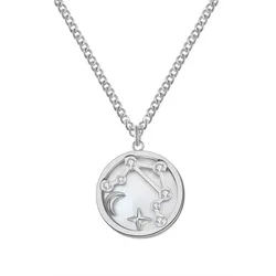 Hey Happiness Kette mit Anhänger Sternzeichen, Astro Plättchen, Horoskop Kette Sternbild mit Tierkreis Zeichen, wasserfest silberfarben