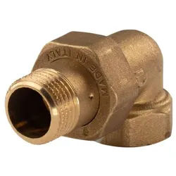 Messing Gewinde-Fitting Winkelverschraubung 90° flachdichtend 1/2"IG - 1/2"AG (DN 15) - schwere Ausführung