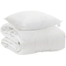 vidaXL Bett Ganzjahresbettdecke mit Kissen 2 pcs Weiß Mikrofaser (2-tlg) weiß