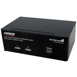 2 Port Dual DisplayPort USB KVM Switch w/ Audio & USB Hub - KVM / Audio-Switch - 2 Anschlüsse