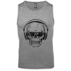 Urban Backwoods Tanktop Headphones Sunglasses Skull Ärmelloses T-Shirt Hard Rock Techno Tattoo Electro DJ MC Rap grau S