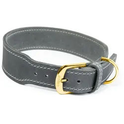 CopcoPet Hunde-Halsband Hundehalsband - Zoe, Robust, nachhaltig, Naturprodukt. Handgefertigt grau 50 - 55 cm 40 mm Messing