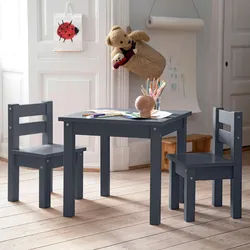 Mid.you Kindersitzgruppe , Dunkelgrau , Holz , Kiefer , teilmassiv , Babymöbel & Kindermöbel, Babyzimmer, Kindersessel & Kindertische