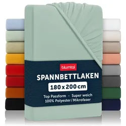 Blumtal Spannbettlaken 2er-Set 180/200/30 cm Grün , Textil , Uni , 180x200 cm , Oeko-Tex® Standard 100 , Heimtextilien, Bettwäsche & Leintücher, Leintücher, Bettlaken