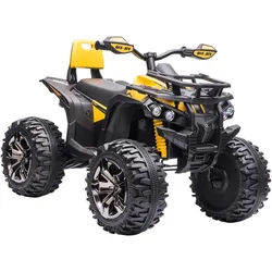 Homcom Elektro-Quad Kinderquad mit Scheinwerfer, Kindermotorrad mit USB-Anschluss, Gelb , Metall , 65x73x100 cm , unisex , Freizeit & Co, Gartenspielzeug, Kinder-Elektrofahrzeuge