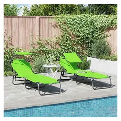 vidaXL Gartenliege, Klappbare Sonnenliege 2 pcs Grün 190 x 57 x 81 cm Oxford