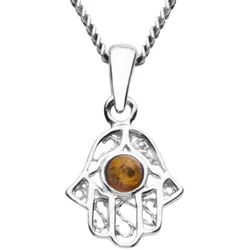 OSTSEE-SCHMUCK Kette mit Anhänger Ostsee-Schmuck Kette mit Anhänger kleine Hand (2-tlg) silberfarben 50 cm