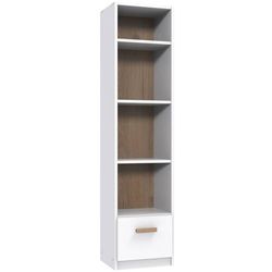 Mid.you Regal , Weiß, Eichefarben , Holzwerkstoff , 3 Fächer , 1 Schubladen , 47x197x40 cm , BQ - Bündnis für Qualität, Made in Germany, DIN EN ISO 9001 , Wohnzimmer, Regale, Bücherregale