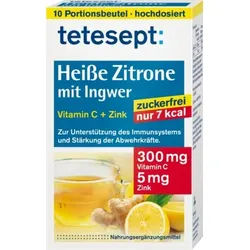 tetesept Heiße Zitrone mit Ingwer + Vitamin C + Zink zuckerfrei 10X3 g Pulver