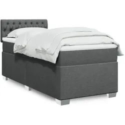 vidaXL Boxspringbett, Boxspringbett mit Matratze Dunkelgrau 90x200 cm Stoff
