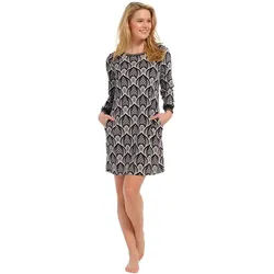 Pastunette Hausanzug Kuscheliges Damen Fleece Hauskleid (1 tlg) Modisches Design schwarz 44