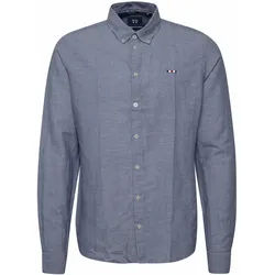 Langarmhemd FQ1924 "Langarmhemd FQErlendur", Herren, Gr. M, N-Gr, blau (navy blazer), Obermaterial: 57% Leinen LI. 43% Baumwolle CO., Hemden