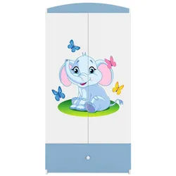 99rooms Kinderkleiderschrank Dreams Motiv VI (Kleiderschrank, Schrank) Modern, Zertifikate und europäische Hygienestandards der Klasse E1 blau