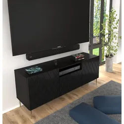 Raumhirsch Furniture Lowboard TV Schrank, RTV Möbel, Wohnmöbel (Maße 144,5 x 40 x 58,2 (H) cm, 3 Türen), Push to Open System, Metallrahmen, modernes Design schwarz