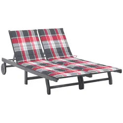 vidaXL Gartenliege 200 x 123 x 85 cm Doppelliege Gartenliege 2-Personen Sonnenliege Aufla grau