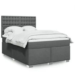 vidaXL Boxspringbett, Boxspringbett mit Matratze Dunkelgrau 160x200 cm Stoff
