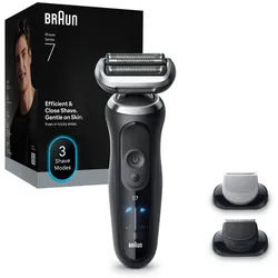 Braun Elektrorasierer Series 7 72-N1620s, Aufsätze: 2, Bis zu 60 Min Akku, +2 Aufsätze, 100% wasserdicht, Made in Germany schwarz