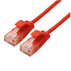 ROLINE GREEN UTP Patchkabel Cat.6A (Class EA) LAN-Kabel, RJ-45 Männlich (Stecker), RJ-45 Männlich (Stecker) (100.0 cm), LSOH, slim rot