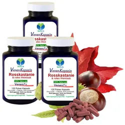 MultiLife Rosskastanie Venen Fit + Weinlaub "bei Wasser in den Beinen" Kapseln, 3 er Dose à 120 St., 198 g, Art. 27337-3