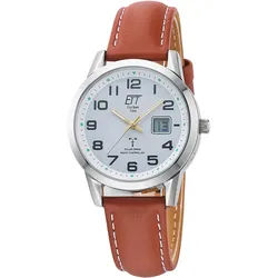 Funkuhr ETT "Gobi Lady", braun (cognacfarben), Armbanduhren, Damen, Funkuhr, Armbanduhr, Damenuhr, Solar, Datum, Lederarmband