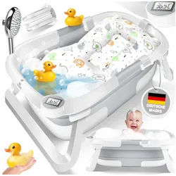 KIDIZ Babybadewanne, Baby Badewanne für Neugeborene Kleinkinder 0-12 Monate Babywanne grau