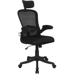 Mid.you Drehstuhl , Schwarz , Kunststoff, Textil , Drehkreuz , 59x114-124x65 cm , Wippmechanik mit Härtegradeinstellung, Sitzfläche 360° drehbar, inklusive Armlehnen , Büromöbel, Bürostühle, Drehstühle