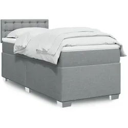 vidaXL Boxspringbett, Boxspringbett mit Matratze Hellgrau 90x190 cm Stoff