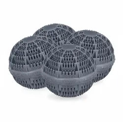 Relaxdays Waschball, 4er Set, Waschkugel für Waschmaschine, ökologisch, hautfreundlich, Waschen ohne Waschmittel, grau