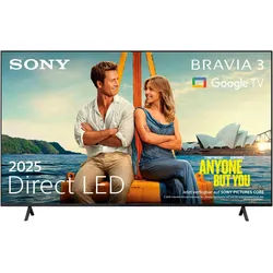 Sony K-85S3 85“ BRAVIA 3 DLED-Fernseher (215 cm/85 Zoll, 4K Ultra HD, Smart-TV, Google TV, X-Balanced Speaker, Dolby Vision/Atmos, IMAX, Google/Apple Cast, Game) schwarz