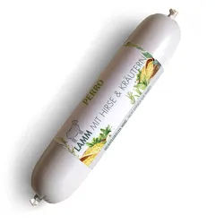 Perro Delikatessrollen Menü Lamm, Hirse & Kräuter - Alleinfutter Hundewurst Futter 400 g